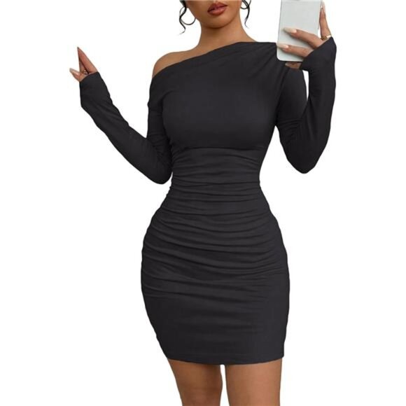 Off The Shoulder Dress for Women Black - Picture 1 of 4